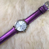 Burberry The City Silver Dial Purple Leather Strap Watch for Women - BU9122