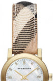 Burberry The City Diamonds Mother of Pearl Dial Brown Leather Strap Watch for Women - BU9226