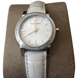 Burberry The City White Diamonds Dial White Leather Strap Watch for Women - BU9221