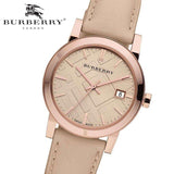 Burberry The City Beige Dial Brown Leather Strap Watch for Women - BU9014