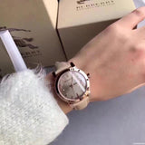 Burberry The City Beige Dial Brown Leather Strap Watch for Women - BU9014