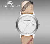 Burberry The City Silver Dial Brown Leather Strap Watch for Women - BU9025