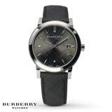 Burberry The City Grey Dial Black Leather Strap Watch for Men - BU9030