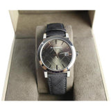 Burberry The City Grey Dial Black Leather Strap Watch for Men - BU9030