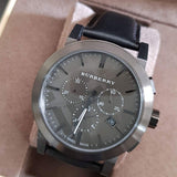 Burberry The City Black Dial Black Leather Strap Watch for Men - BU9364