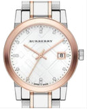 Burberry The City Diamonds White Dial Two Tone Steel Strap Watch for Women - BU9127