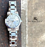 Burberry The City White Dial Silver Steel Strap Watch for Women - BU9144