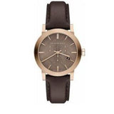 Burberry The City Grey Dial Brown Leather Strap Unisex Watch - BU9755