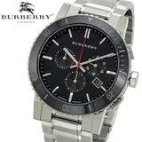 Burberry The City Black Dial Silver Steel Strap Watch for Men - BU9380