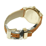 Burberry The City Gold Dial Brown Leather Strap Watch for Women - BU9133