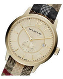 Burberry The Classic Round Gold Dial Brown Leather Strap Unisex Watch - BU10001