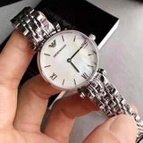 Emporio Armani T Bar Mother of Pearl Dial Steel Strap Watch For Women - AR1682