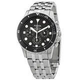 Fossil FB-01 Chronograph Black Dial Silver Steel Strap Watch for Men - FS5837