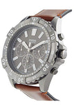 Fossil Garrett Chronograph Grey Dial Brown Leather Strap Watch for Men - FS5770