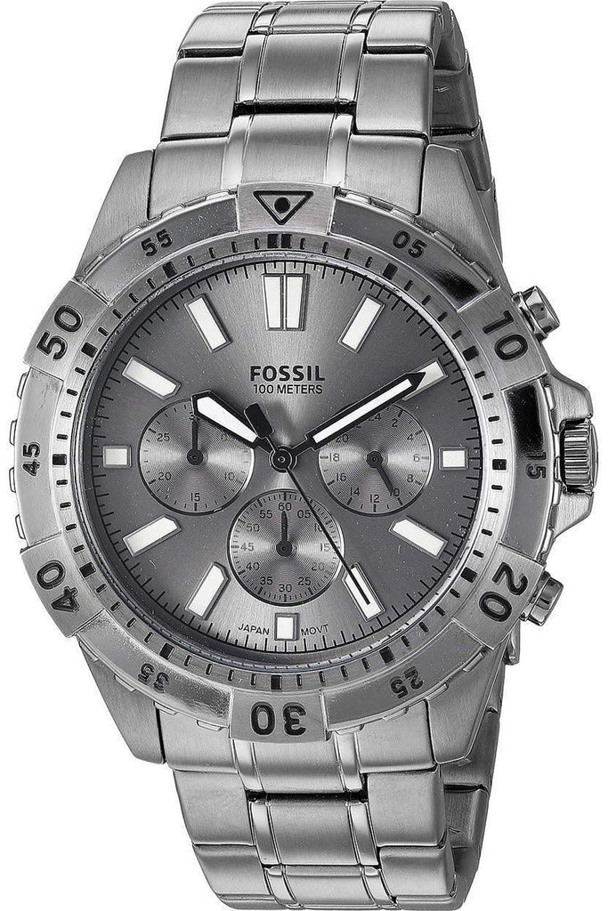 Fossil Garrett Chronograph Grey Dial Grey Steel Strap Watch for Men - FS5621