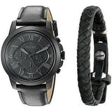 Fossil Grant Chronograph Black Dial Black Leather Strap Watch for Men - FS5132