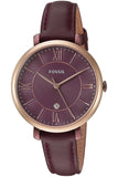 Fossil Jacqueline Burgundy Dial Burgundy Leather Strap Watch for Women  - ES4099