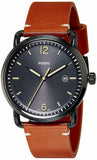 Fossil Commuter Three Hand Date Black Dial Brown Leather Strap Watch for Men - FS5276