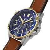 Fossil Garrett Chronograph Blue Dial Brown Leather Strap Watch for Men - FS5625