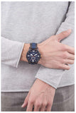 Fossil Nate Chronograph Blue Dial Two Tone Steel Strap Watch for Men - JR1494