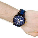 Fossil Nate Chronograph Blue Dial Two Tone Steel Strap Watch for Men - JR1494