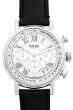 Fossil Buchanan Chronograph Silver Dial Black Leather Strap Watch for Men - FS5102