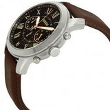 Fossil Grant Chronograph Black Dial Brown Leather Strap Watch for Men - FS4813