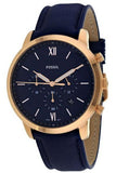 Fossil Neutra Chronograph Blue Dial Blue Leather Strap Watch for Men - FS5454