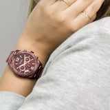 Fossil Perfect Boyfriend Multifunction Maroon Dial Maroon Steel Strap Watch for Women - ES4110