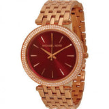 Michael Kors Darci Red DIal Rose Gold Stainless Steel Strap Watch for Women - MK3378