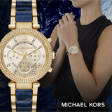 Michael Kors Parker Gold Dial Two Tone Steel Strap Watch for Women - MK6238