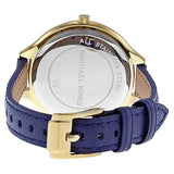 Michael Kors Runway Quartz Gold Dial Blue Leather Strap Watch For Women - MK2285