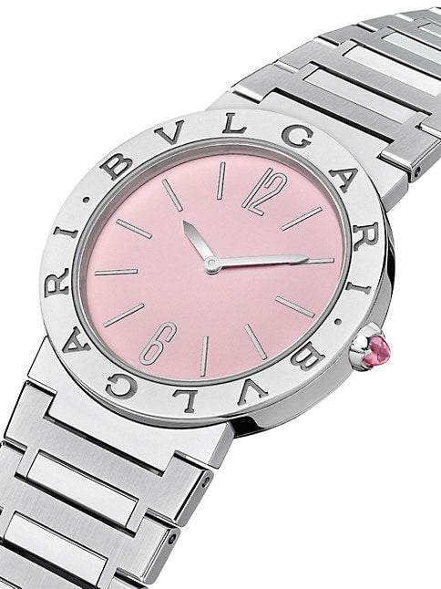 Bvlgari Bvlgari Bvlgari Quartz Pink Dial Silver Steel Strap Watch for Women - BVLGARI103711