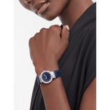 Bvlgari Lvcea Intarsio Aventurine Diamonds Blue Dial Blue Leather Strap Watch for Women - LVCEA103617