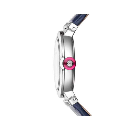 Bvlgari Lvcea Intarsio Aventurine Diamonds Blue Dial Blue Leather Strap Watch for Women - LVCEA103617
