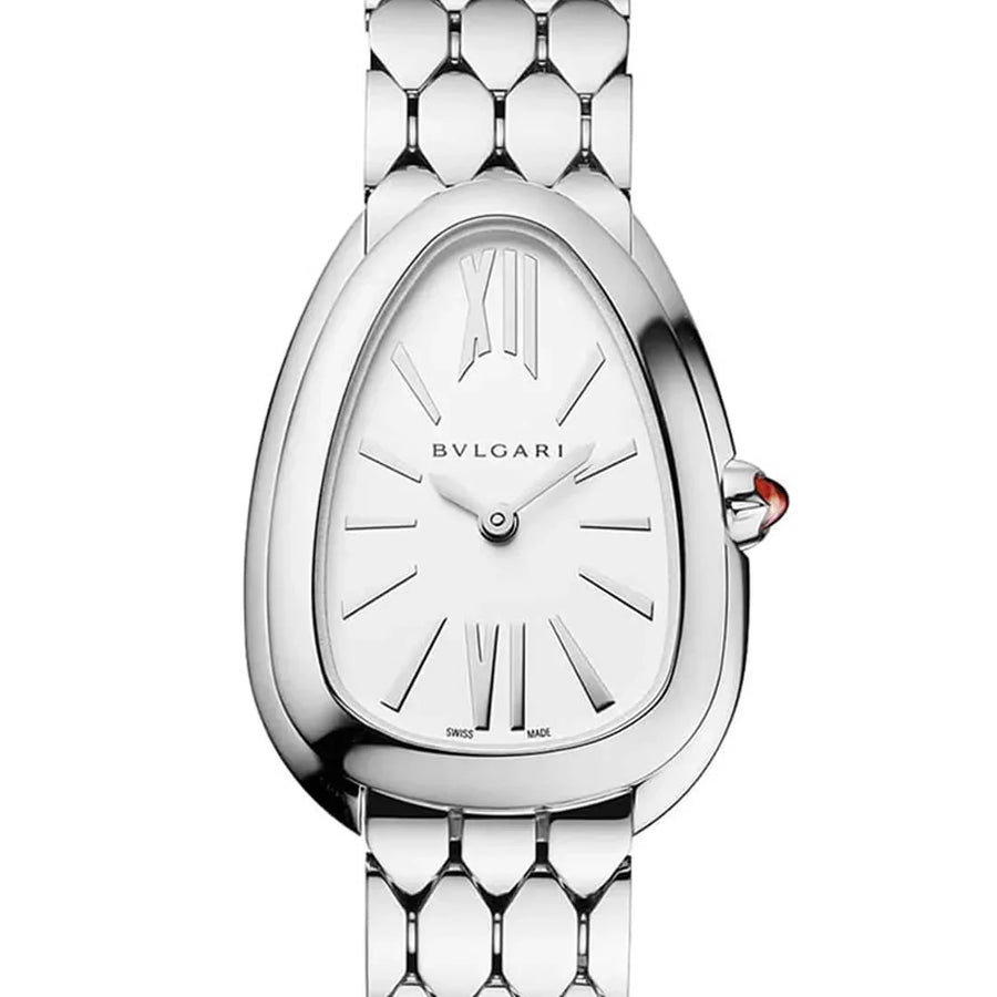Bvlgari Serpenti Seduttori Quartz White Dial Silver Steel Strap Watch for Women - SERPENTI103141
