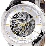 Maserati Ingegno Automatic Black Skeleton Dial Black Leather Strap Watch For Men - R8821119002