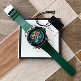 Gucci Dive Tiger Green Dial Green Rubber Strap Watch For Men - YA136316