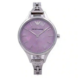 Emporio Armani Aurora Mother Of Pearl Purple Dial Silver Steel Strap Watch For Women - AR11122