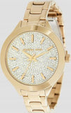 Michael Kors Slim Runway Crystals Gold Dial Gold Steel Strap Watch for Women - MK1046