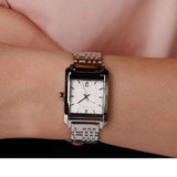 Burberry Nova Check Square White Dial Silver Steel Strap Watch for Women - BU1572