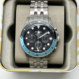 Fossil watch with blue bezel in original box