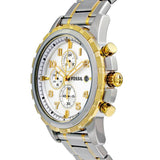 Fossil Dean Chronograph White Dial Silver Steel Strap Watch for Men - FS4795