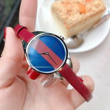 Calvin Klein Rebel Blue Maroon Dial Maroon Leather Strap Watch for Women - K8P231UN