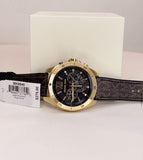 Michael Kors Brecken Chronograph Black Dial Brown Leather Strap Watch For Men - MK8849