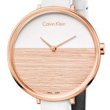 Calvin Klein Rise White Dial White Leather Strap Watch for Women - K7A236LH