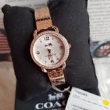 Coach Delancey White Dial Rose Gold Steel Strap Watch for Women - 14502355