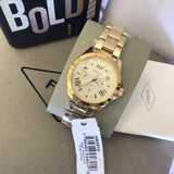 Fossil Cecile Multifunction Champagne Dial Gold Steel Strap Watch for Women - AM4510