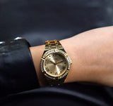 Guess Cosmo Diamonds Gold Dial Gold Steel Strap Watch For Women - GW0033L2