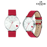 Coach Perry Silver Dial Red Leather Strap Watch for Women - 14503515